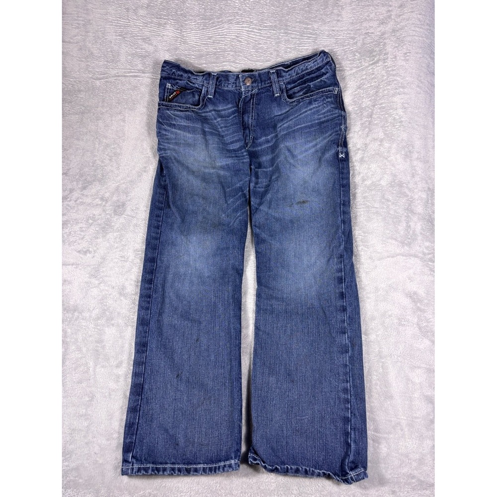Ariat Jeans M4 Relaxed Boot Cut FR Mens Size 36 Blue Embroidered Flame Resistant